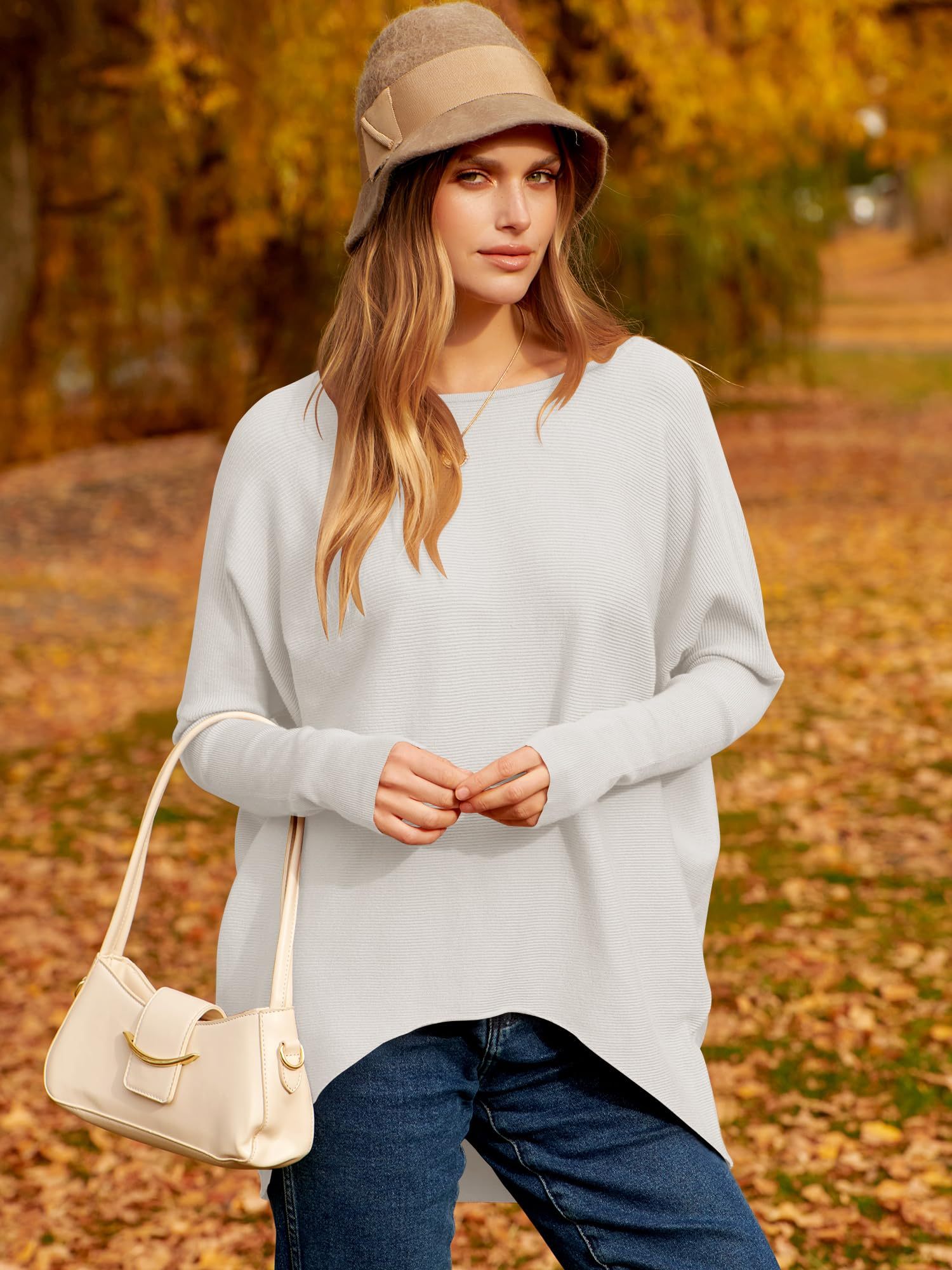 ✨Hot Sale 49% OFF⭐women's Irregular Oversized Dolman Sleeve Knitted Pullover (Free Shipping)