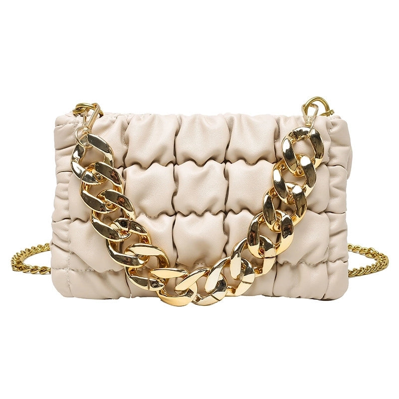 Women's Small Pu Leather Solid Color Fashion Chain Square Zipper Crossbody Bag