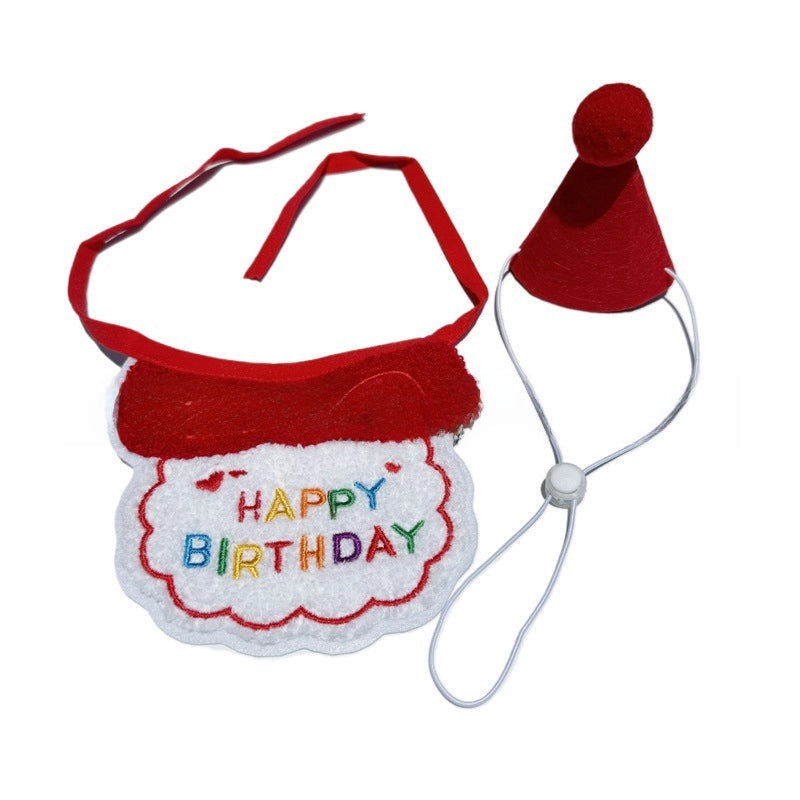 Pet Birthday Bib Cat Birthday Hat Dog Birthday Slippery Towel Cat Birthday Supplies