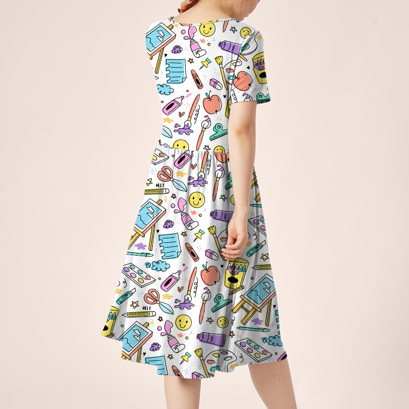 Freely Draw The Picture In Your Mind Teacher Printed One Piece Dress