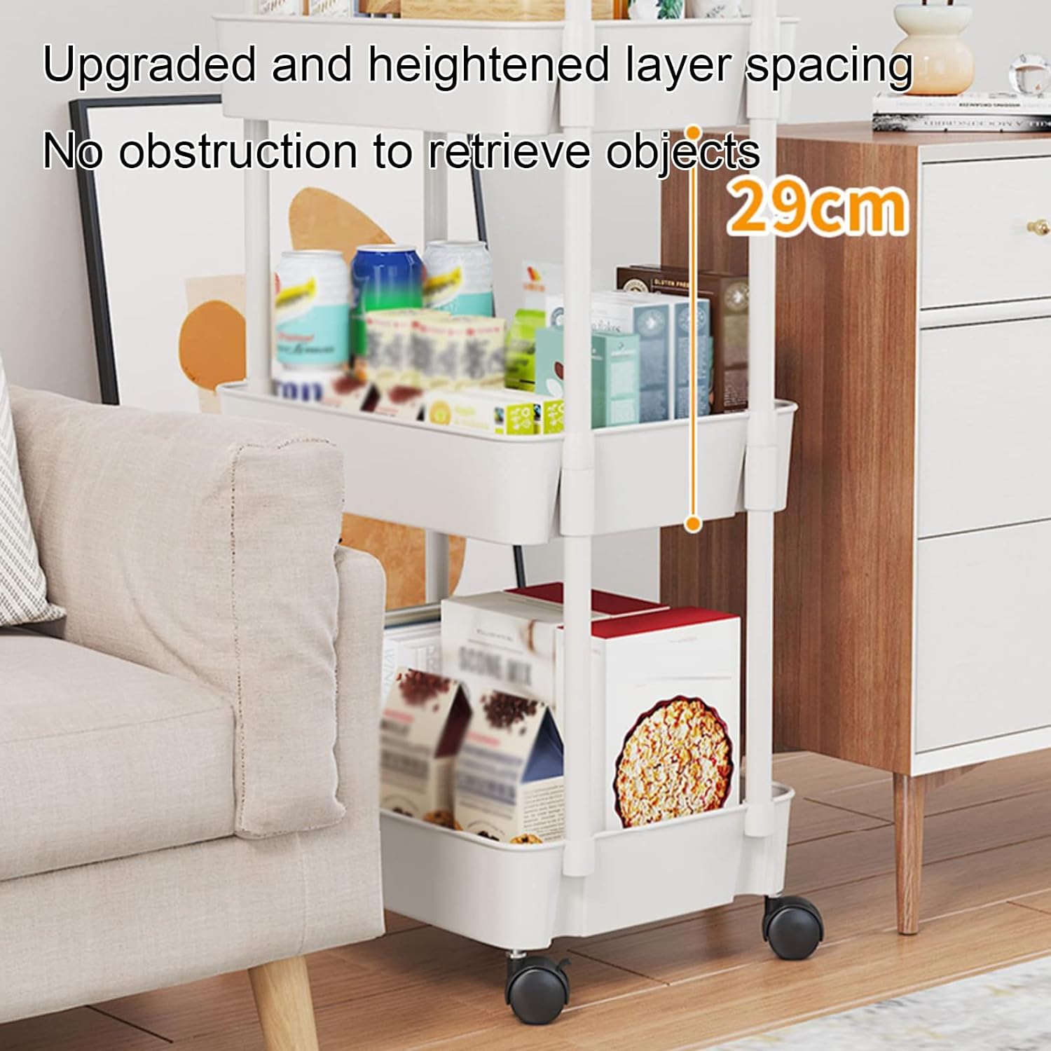 Salon Trolley Storage Shelf 3 Layers Of Rolling Carts. Multifunctional Cart Storage Rack. White