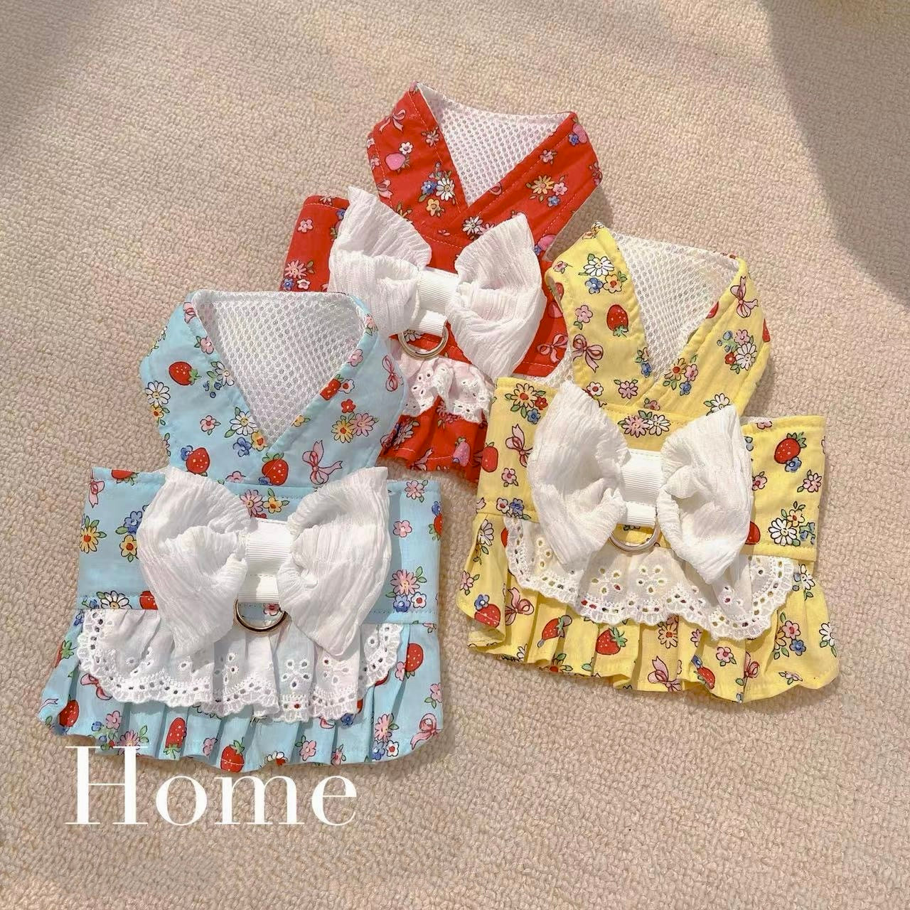 Fruit Printed Lace Bow Dog Harness&Leash