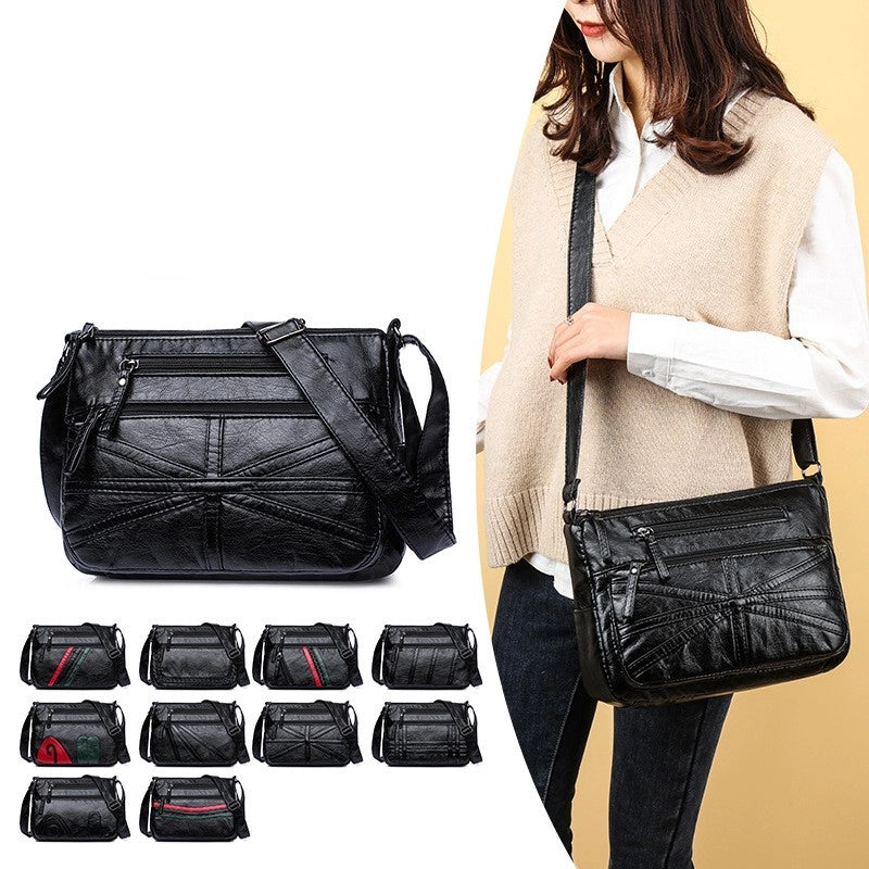 Women's Large Pu Leather Solid Color Streetwear Square Zipper Shoulder Bag Crossbody Bag