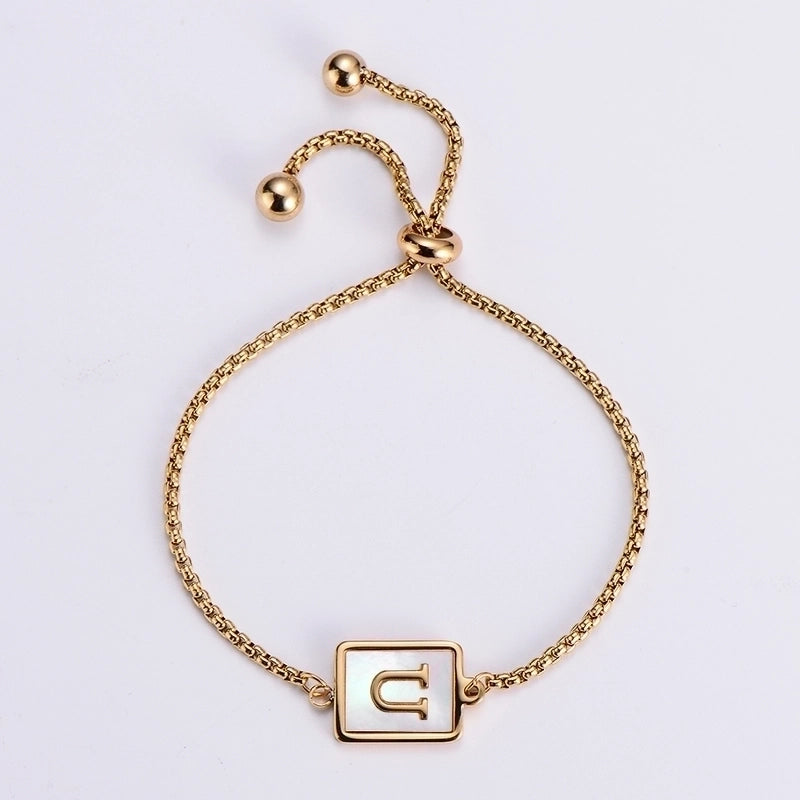 Minimalist Letter 304 Stainless Steel 18K Gold Plated Shell Bracelets In Bulk