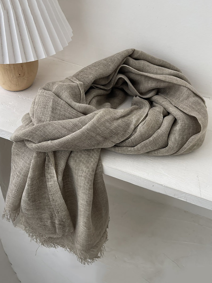 Women Spring Soft Pure Color Tassel Shawl Scarf