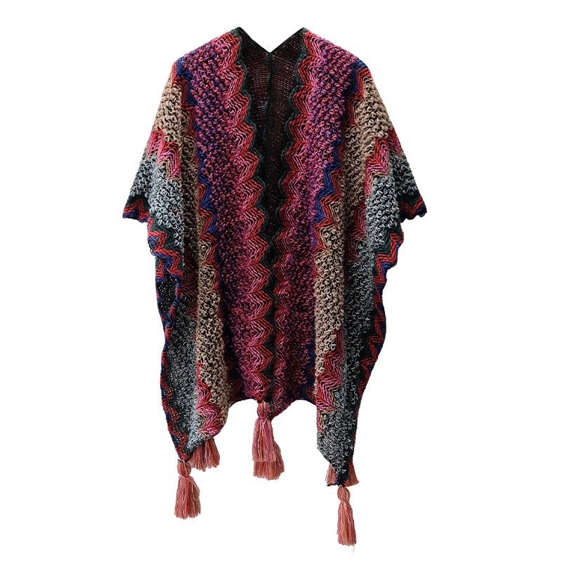 Women's Ethnic Style Plaid Acrylic Tassel Shawl