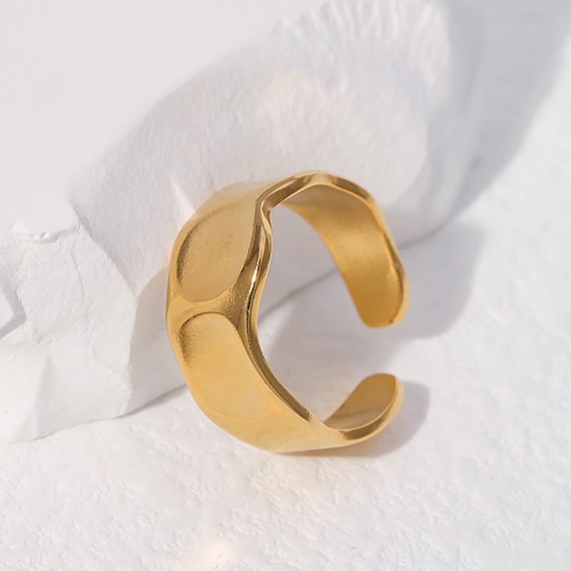 Women Minimalist Stripe Geometric Stainless Steel Electroplating Rings