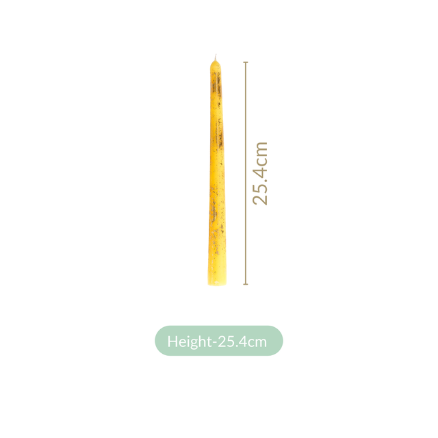Set Of 6 Taper Candles With Gold Detailing Assorted Colours