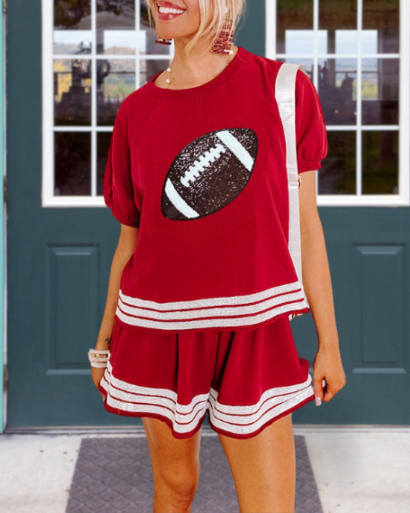 Sequin Trim Football Set