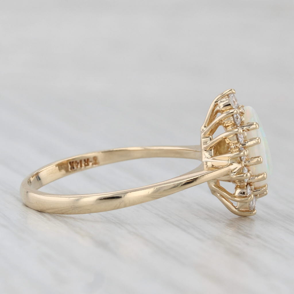 Pear Opal Diamond Halo Ring 14k Yellow Gold Size 8 Teardrop