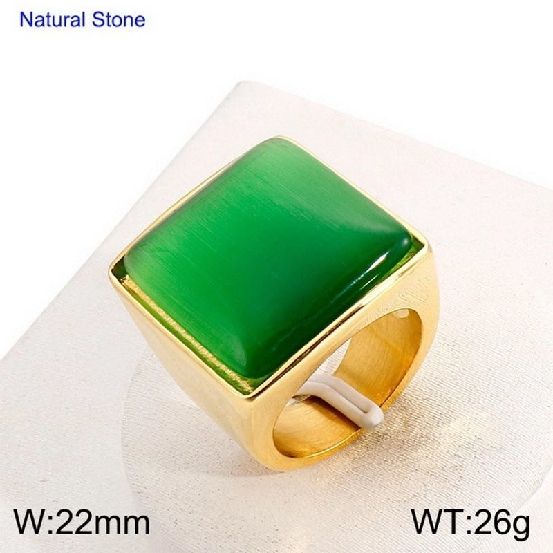 Vintage Style Geometric Square Stainless Steel 18K Gold Plated Plating Rings