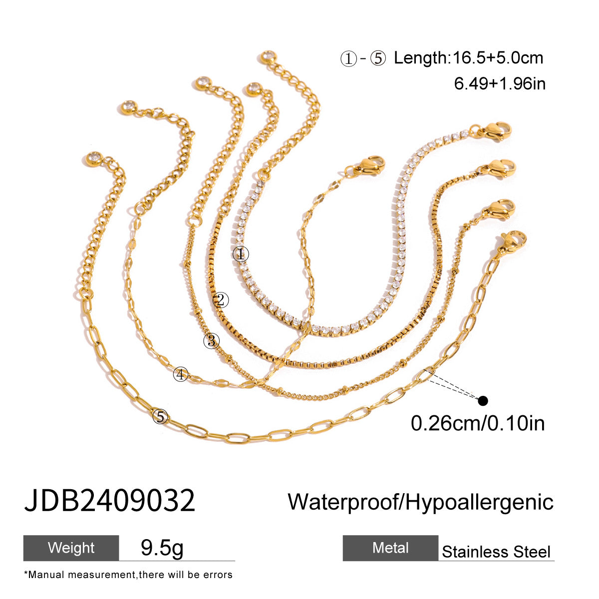 Stainless Steel Zircon Bracelet Niche Fashion Metal Chain Titanium Steel Jewelry