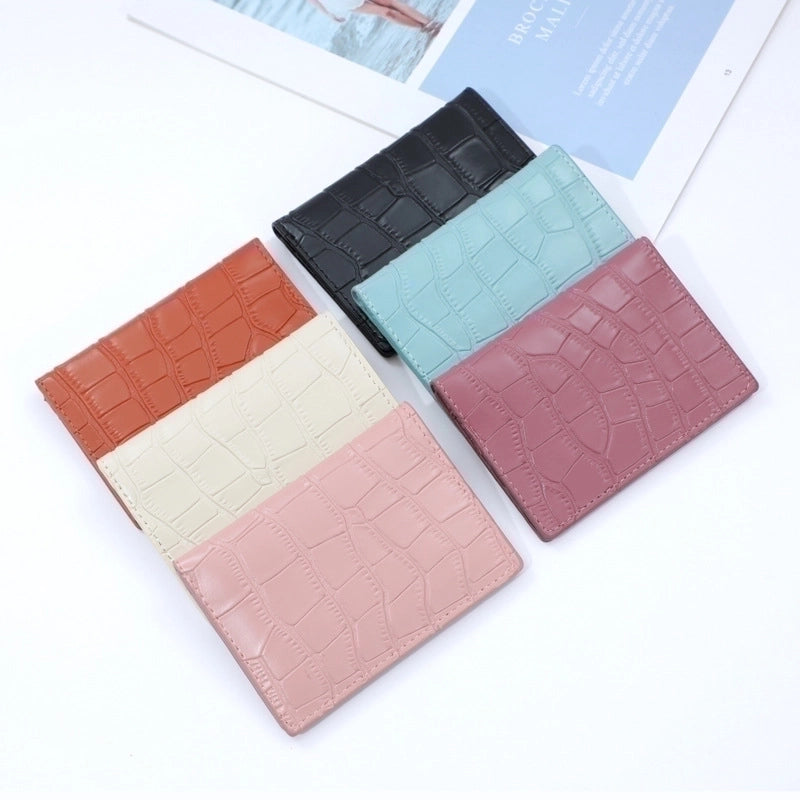 Women's Solid Color Pu Leather Open Card Holders