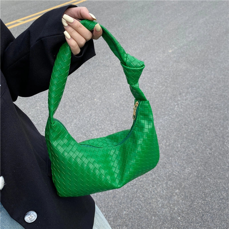 Retro Simple Women's Spring And Summer New Fashion Casual Crossbody Bag Woven Bag Shoulder Underarm Small Square Bag