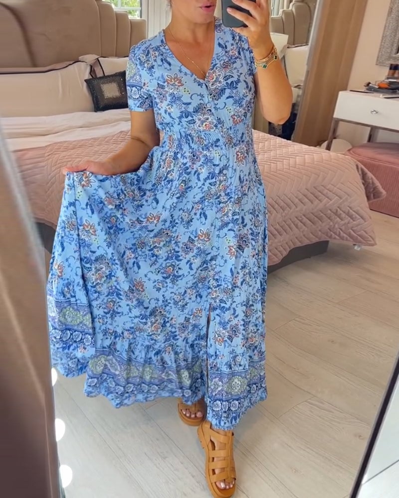 🎁LAST DAY SALE-49% OFF🎁Floral Print V-neck Dress
