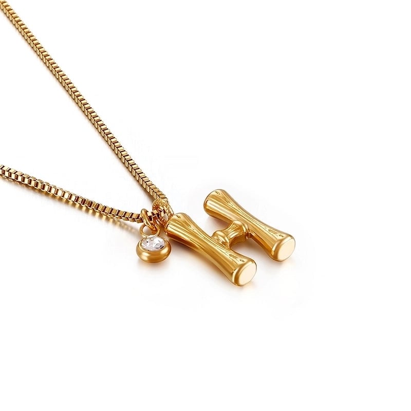 Titanium Steel 18K Gold Plated Minimalist Commute Patchwork Letter Necklace