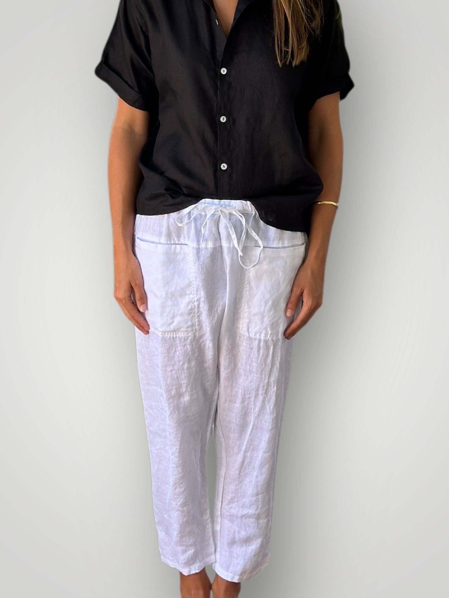jessie pant-white linen