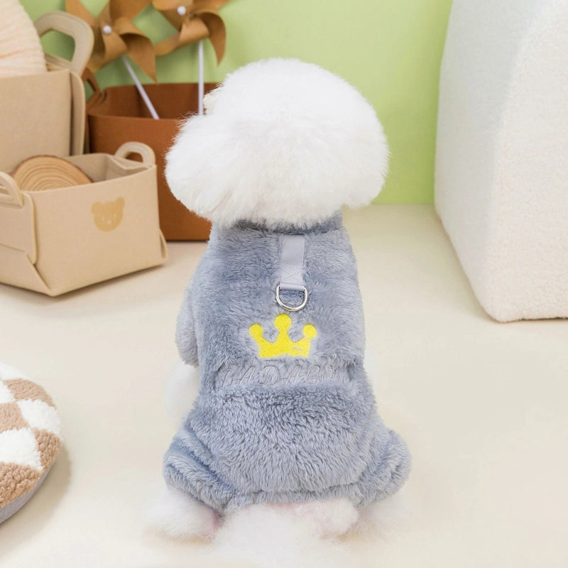 Pet Clothes Dog Clothes Winter Teddy Cat Pet Apparel Winter 23 Crown Four-legged Fleece Coat
