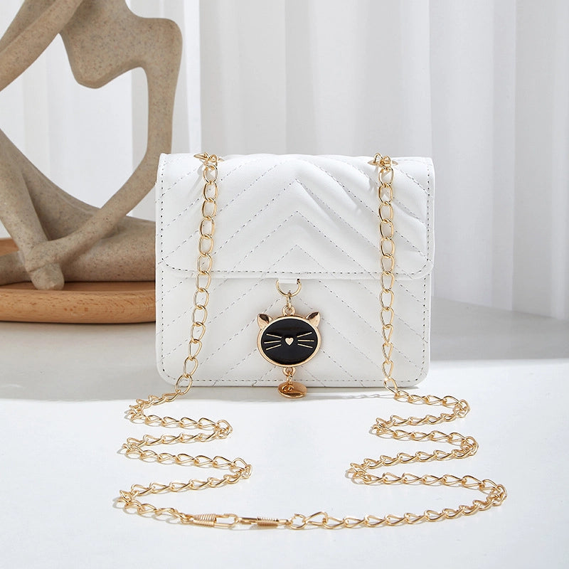 Women's Pu Leather Solid Color Preppy Style Square Flip Cover Shoulder Bag