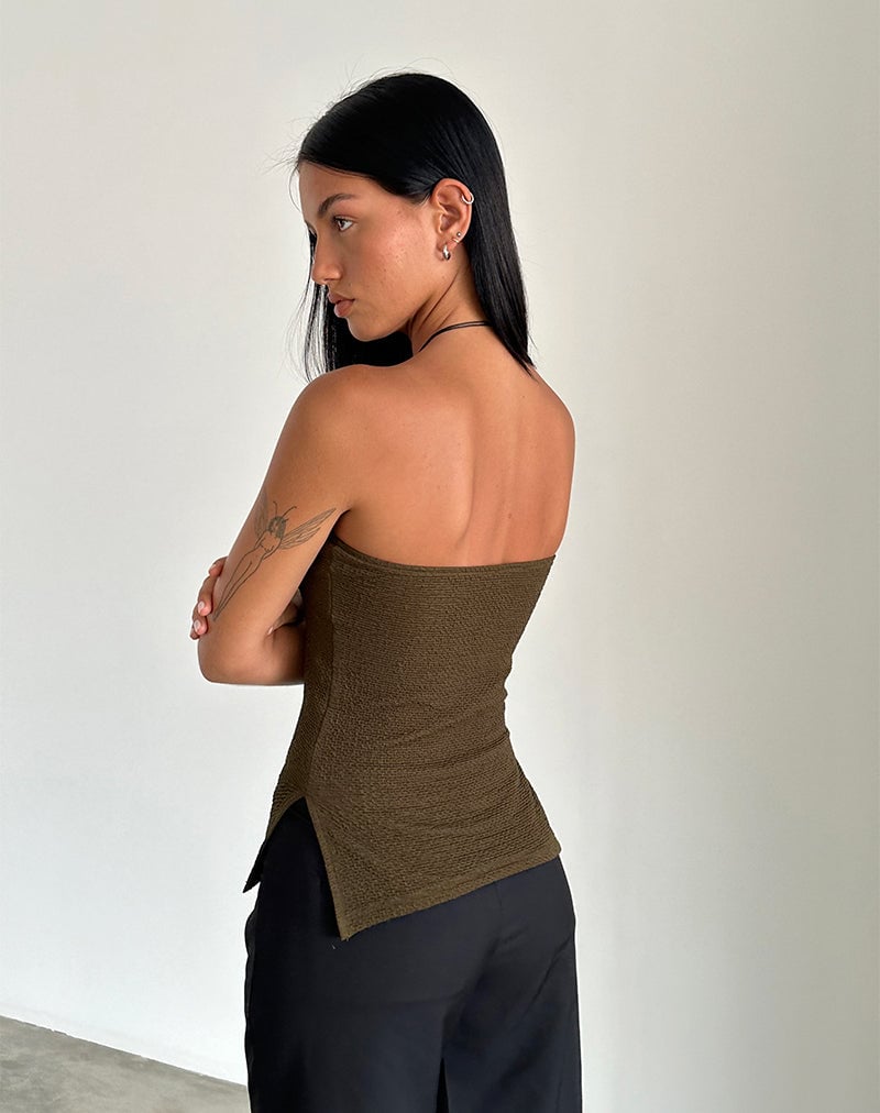 Sadi Tube Top in Textured Chocolate
