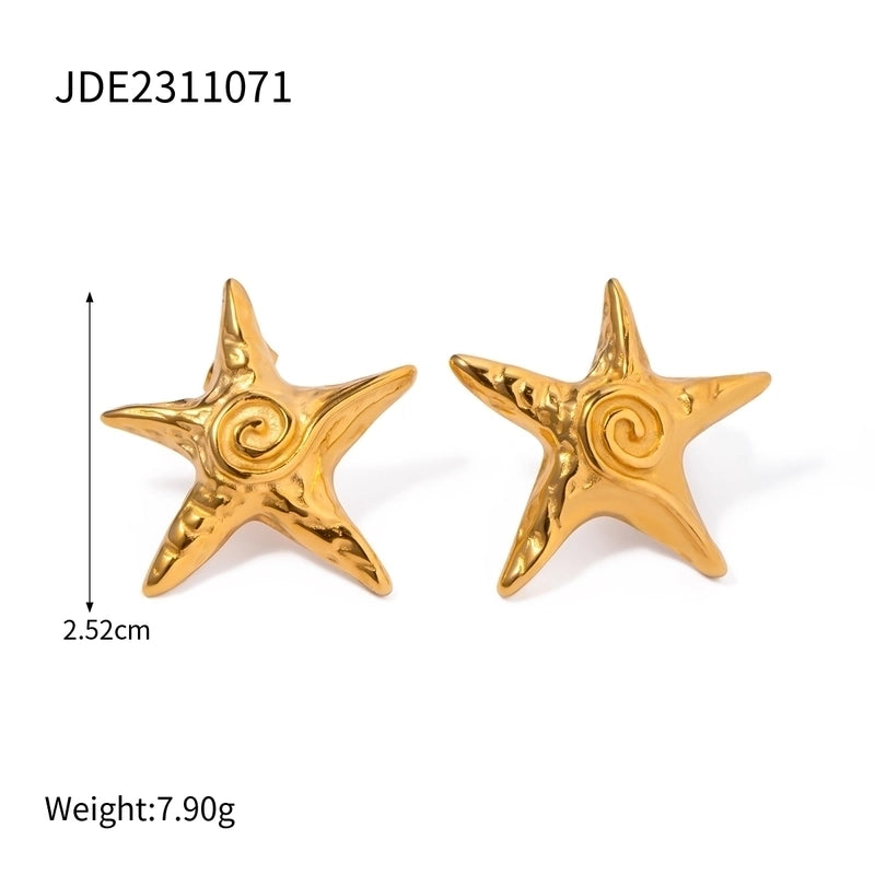 Vacation Minimalist Starfish 316 Stainless Steel  18K Gold Plated Star Rings
