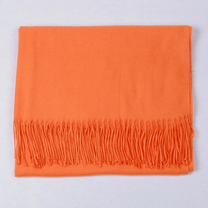 Cashmere Solid Color Scarf Women's Autumn And Winter 220g Explosions Barbed Hair Padded Travel Warm Tassel Shawl
