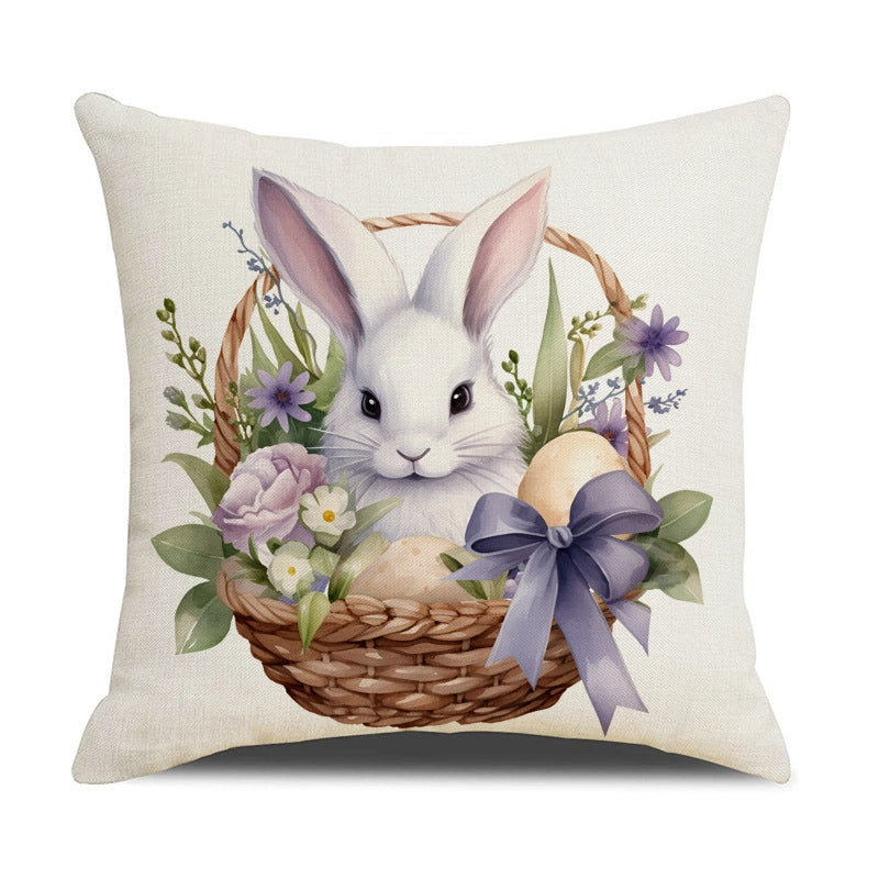 Easter Minimalist Classic Style Rabbit Linen Pillow Cases Couch & Sofa Decor