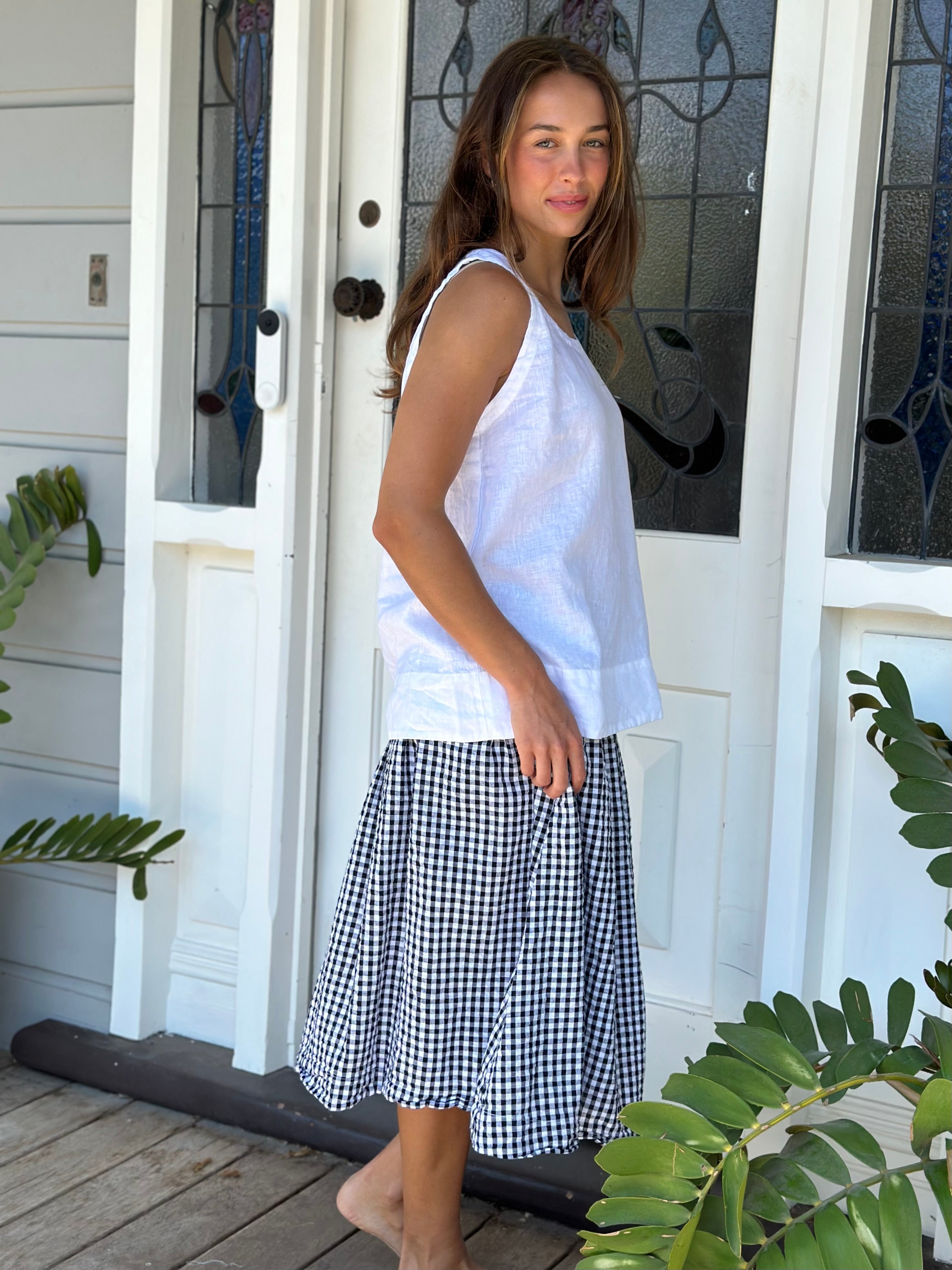 lola skirt -black /white gingham