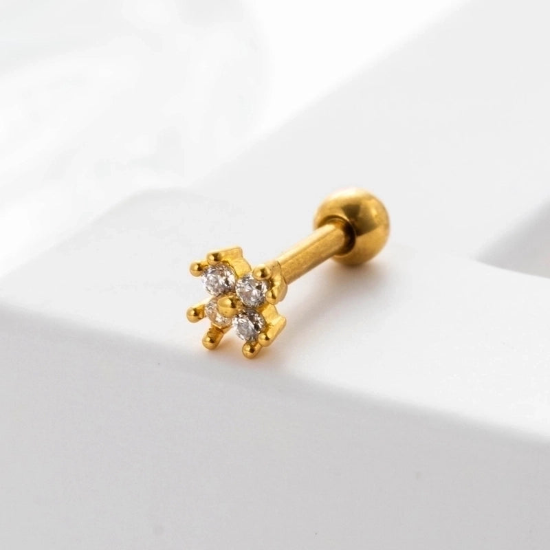 Ear Cartilage Rings & Studs Geometric 316L Stainless Steel  Copper Inlaid Zircon