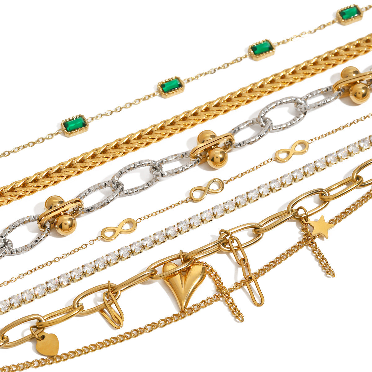 Jie Ding Stainless Steel Zircon Pearl Bracelet Niche Metal Chain Titanium Steel Jewelry