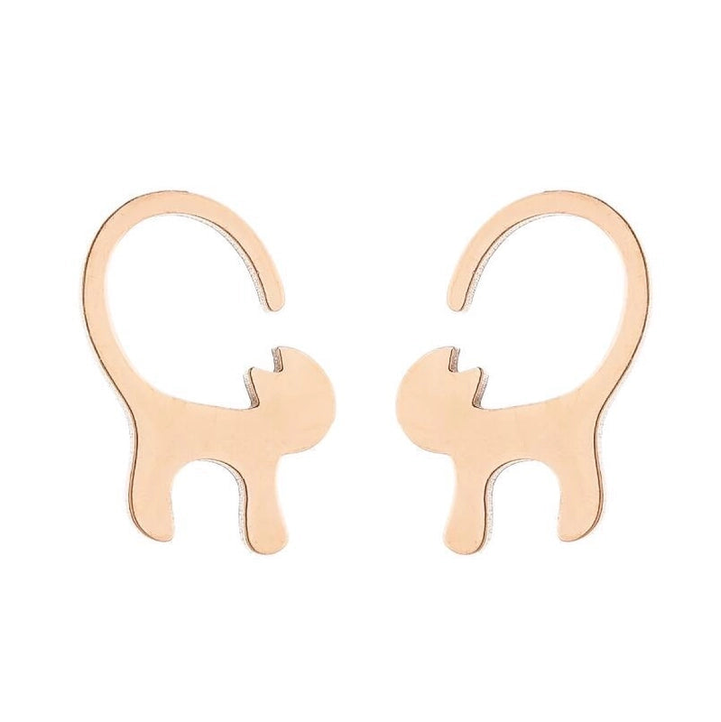 1 Pair Cute Cat Plating 304 Stainless Steel 18K Gold Plated Ear Studs