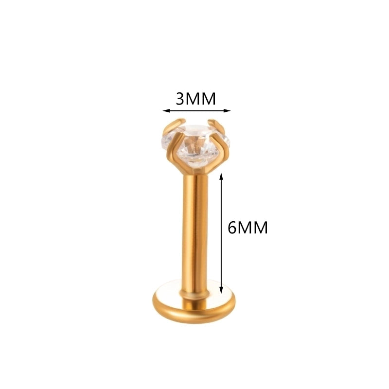 1 Piece Ear Cartilage Rings & Studs Minimalist Round 316L Stainless Steel  Plating Inlay Zircon