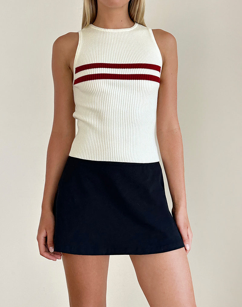 Bonisa Vest Top in Ivory with Red Stripes