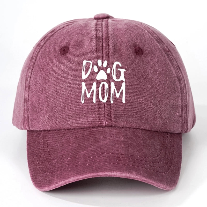 Hot Hat Printing DOG MOM Custom Washed Baseball Cap Men's And Women's Outdoor Sunscreen Soft Top Cap