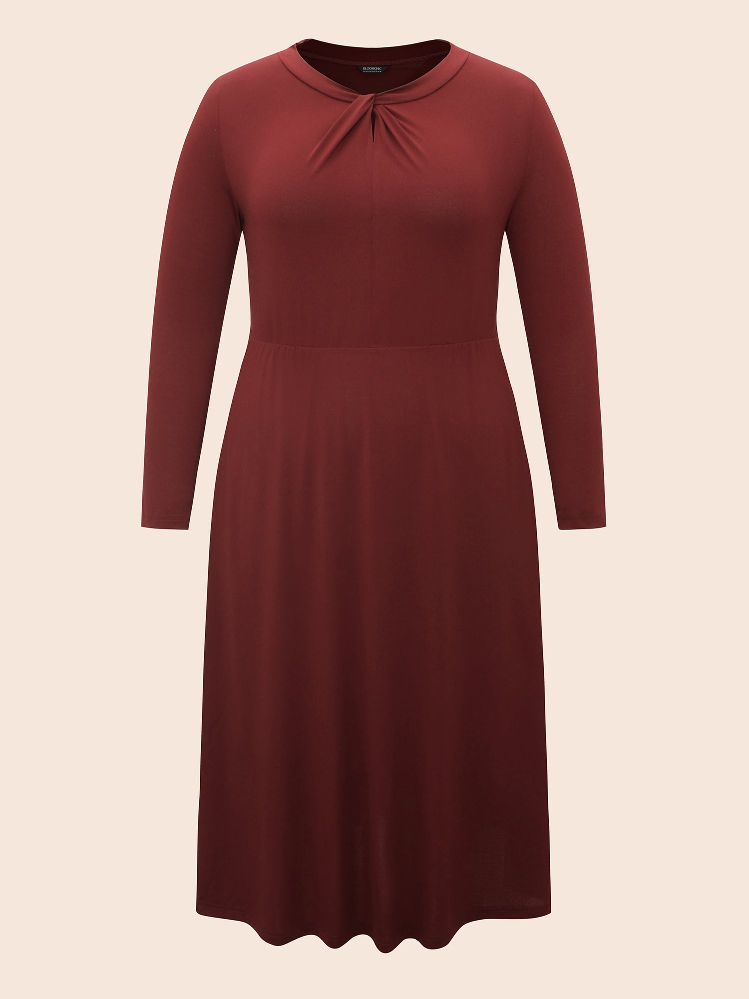 Plain Twist Neck Midi Dress