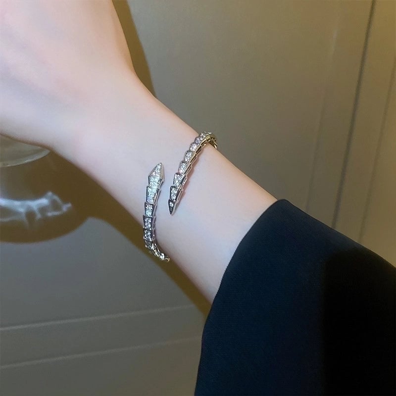 Minimalist Letter Solid Color Copper Zircon Bangle In Bulk