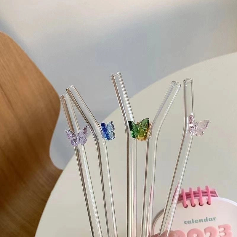 Casual Vacation Solid Color Glass Straw 1 Piece