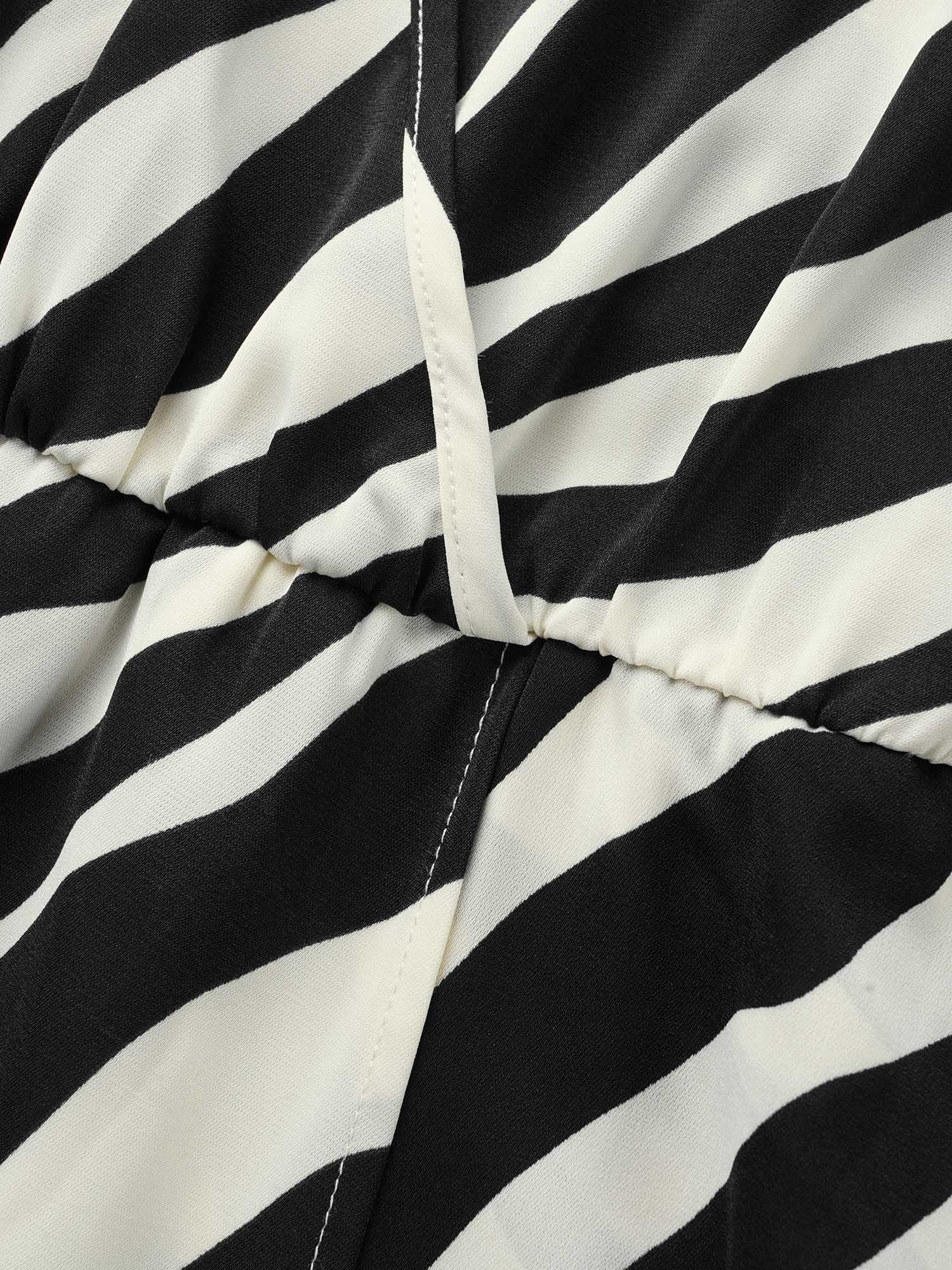 Zebra Print Overlap Collar Split Hem Dress