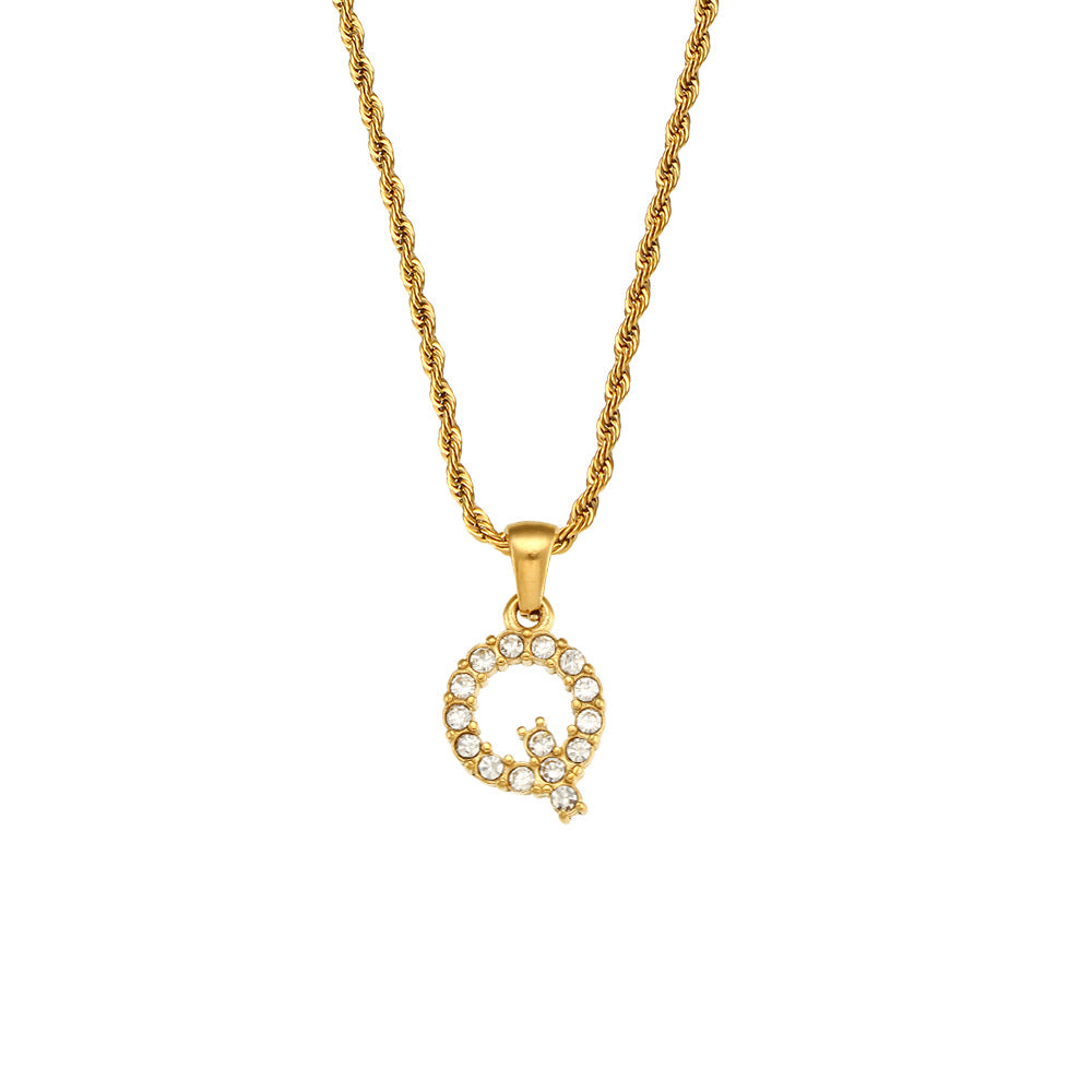 Fashion Round Number Text Letter Stainless Steel 18K Gold Plated Necklaces