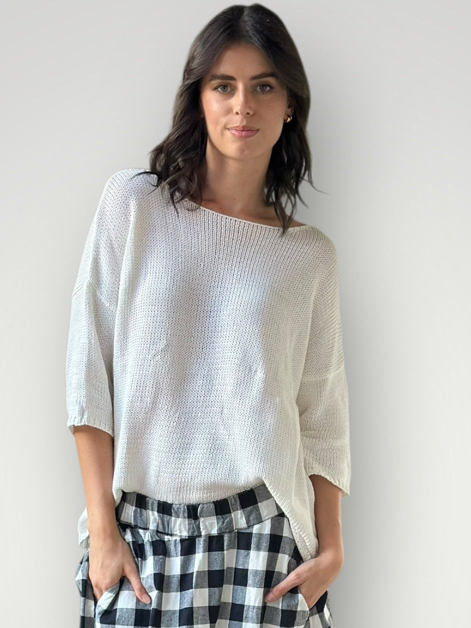 alex top - warm white cotton knit