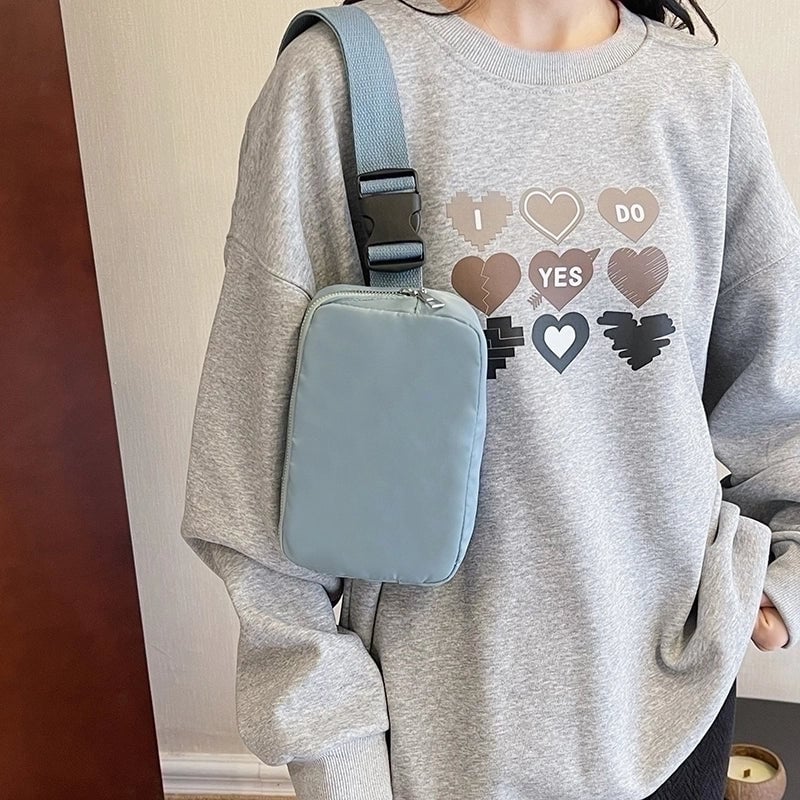 Women's Oxford Cloth Solid Color Classic Style Streetwear Sewing Thread Square Zipper Fanny Pack