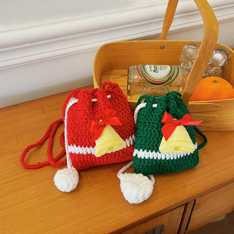 Women's Mini Yarn Color Block Vintage Style Classic Style Bucket String Bucket Bag