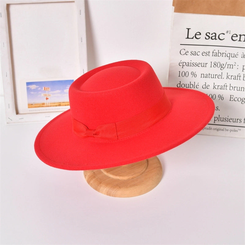 Street Photograph Wool Retro Jazz Hat Autumn And Winter Women's Big Brim Top Hat Felt Hat Performance Props