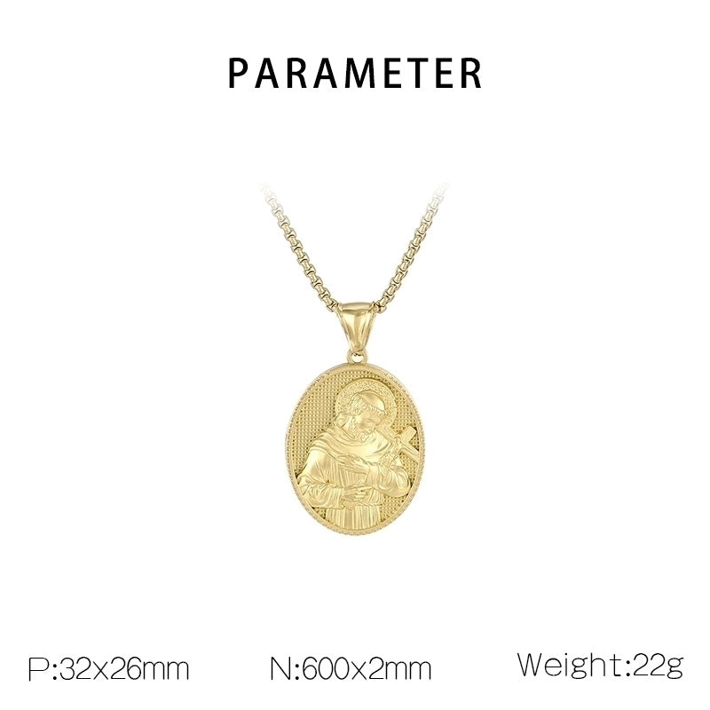 304 Stainless Steel 18K Gold Plated Modern Style Classic Style Human Round Pendant Necklace