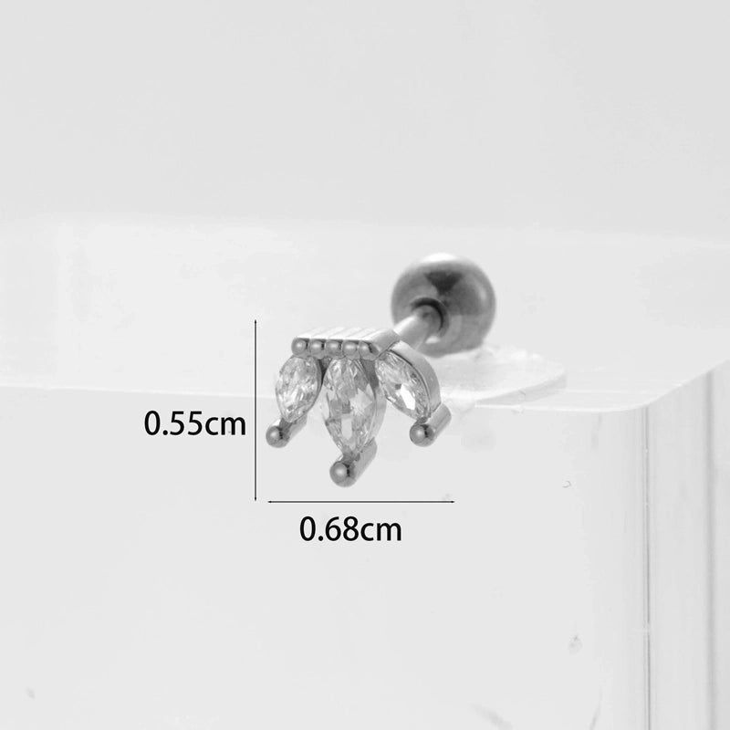 Ear Cartilage Rings & Studs Flower 316L Stainless Steel  Copper Inlaid Zircon