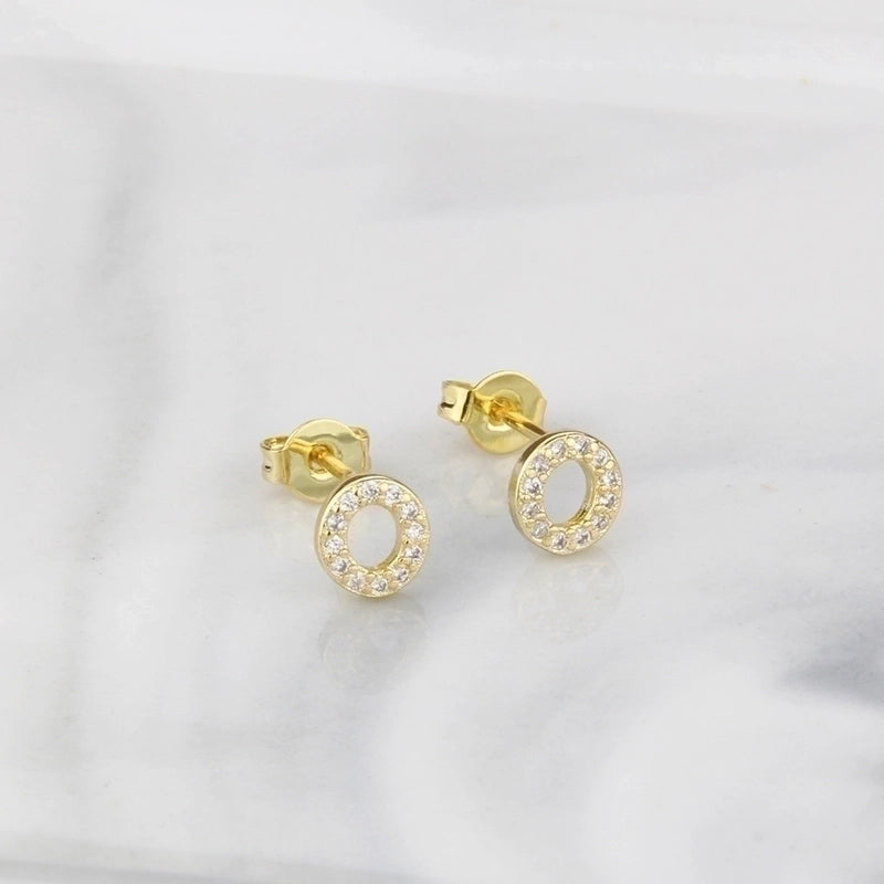 1 Pair Fashion Letter Inlay Copper Zircon Gold Plated Ear Studs