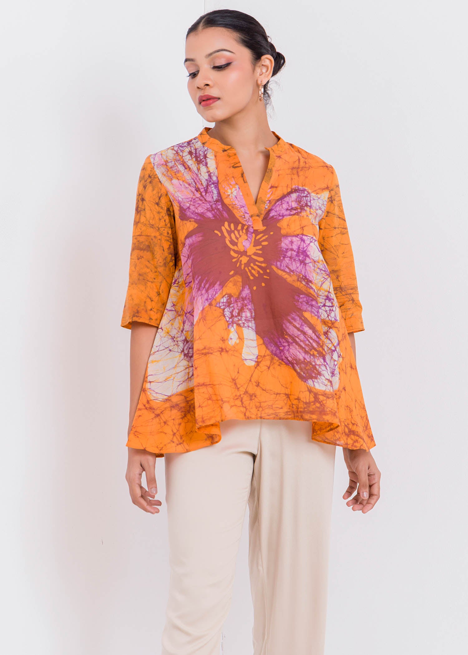 Batik Flared Flower Hand Printed Top