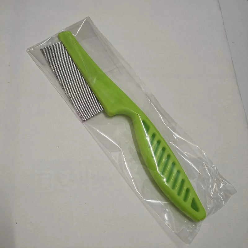 Dog Cat Pet Cleaning Face Comb Flea Removal Teeth Comb Plastic Handle Steel Needle To Floating Lice Small White Comb