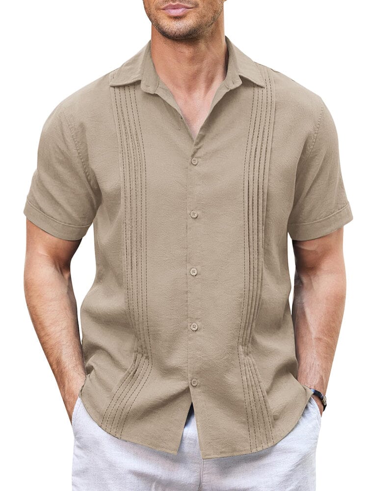 Casual Linen Blend Guayabera Shirt (US Only)