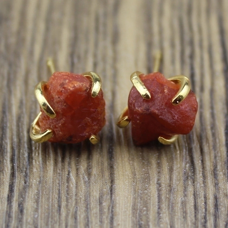 1 Pair Minimalist Irregular Inlay Gem Natural Stone Ear Studs